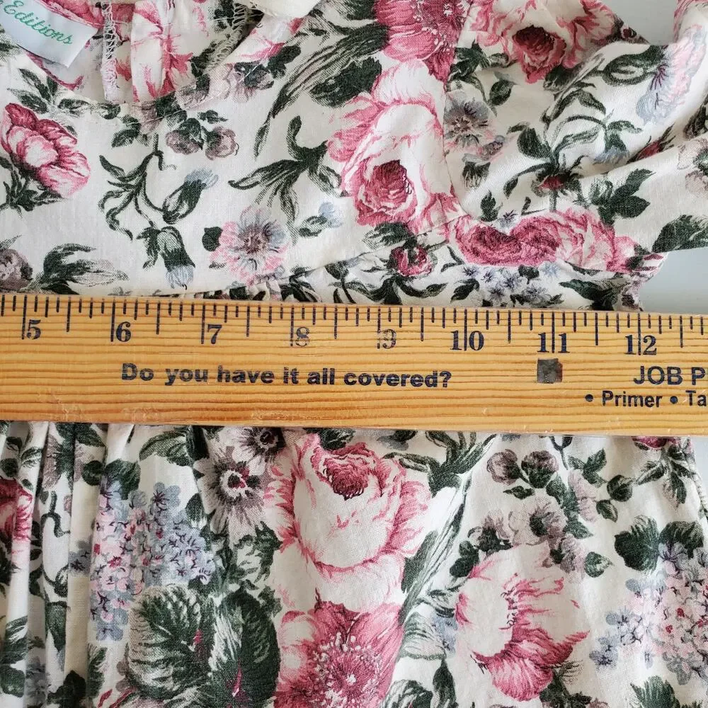 Vintage Floral Lace Baby Girl Romper 12 Mos Retro Cottage Shabby Chic Country